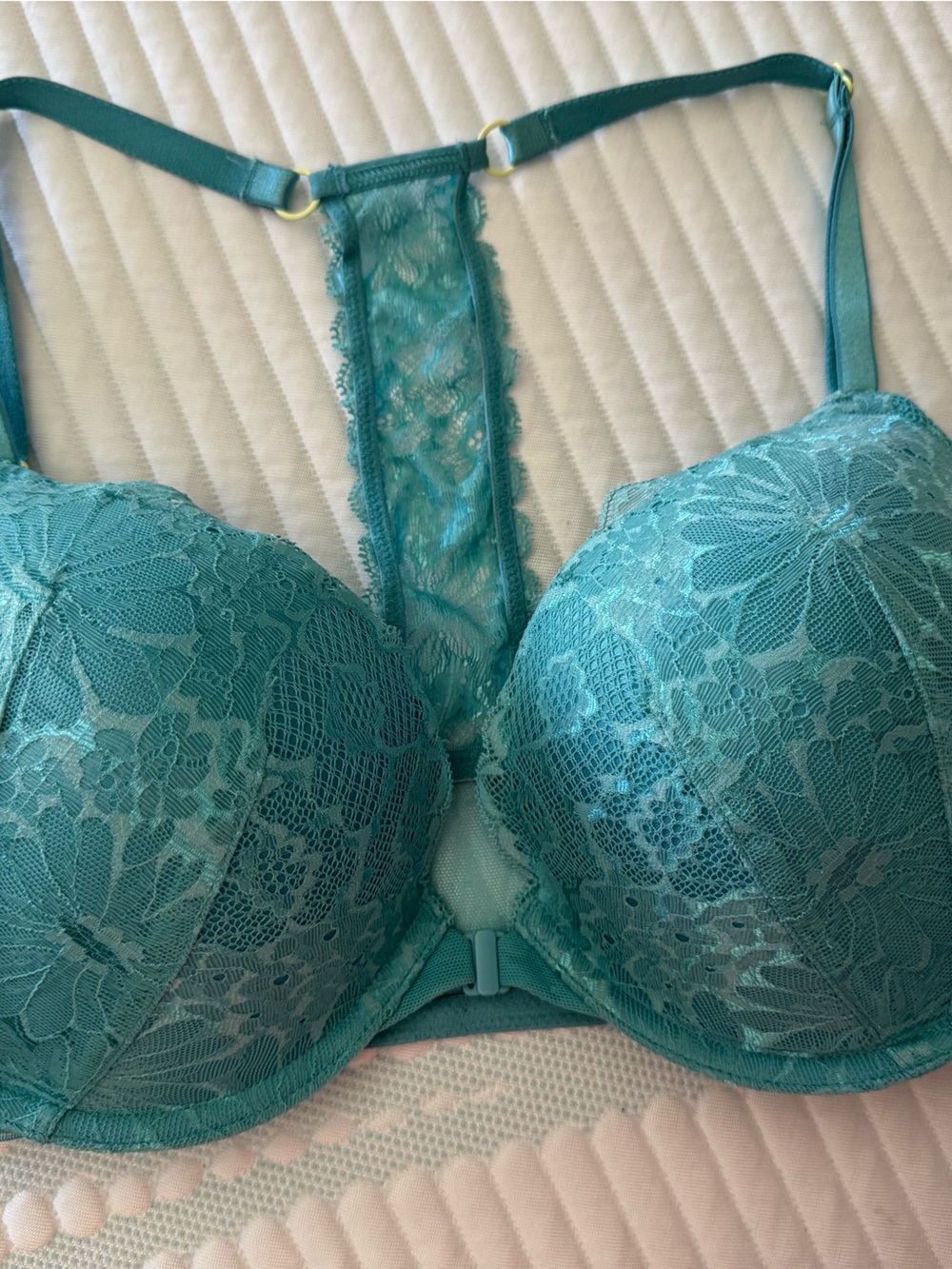 Victoria's Secret Teal Lace Balconette Bra with Strappy Racerback